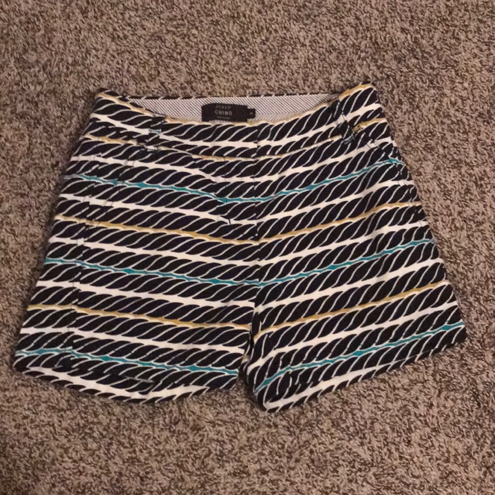 J Crew Size 0 Chino Short Navy Rope Nautical Print